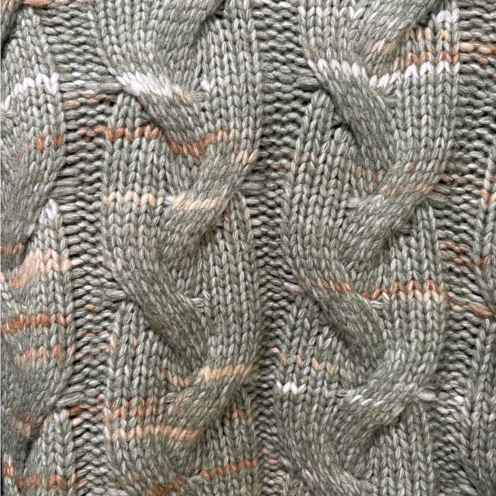 a.n.a Cable-Knit Mock Neck Sweater in Sage with Multicolor Flecks - Picture 2 of 5